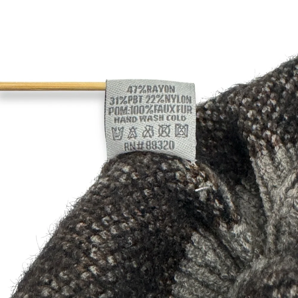 C.C Animal Print Hat Soft Warm Knit Cuff‎ Faux Fur Pom Beanie Leopard Print Kids